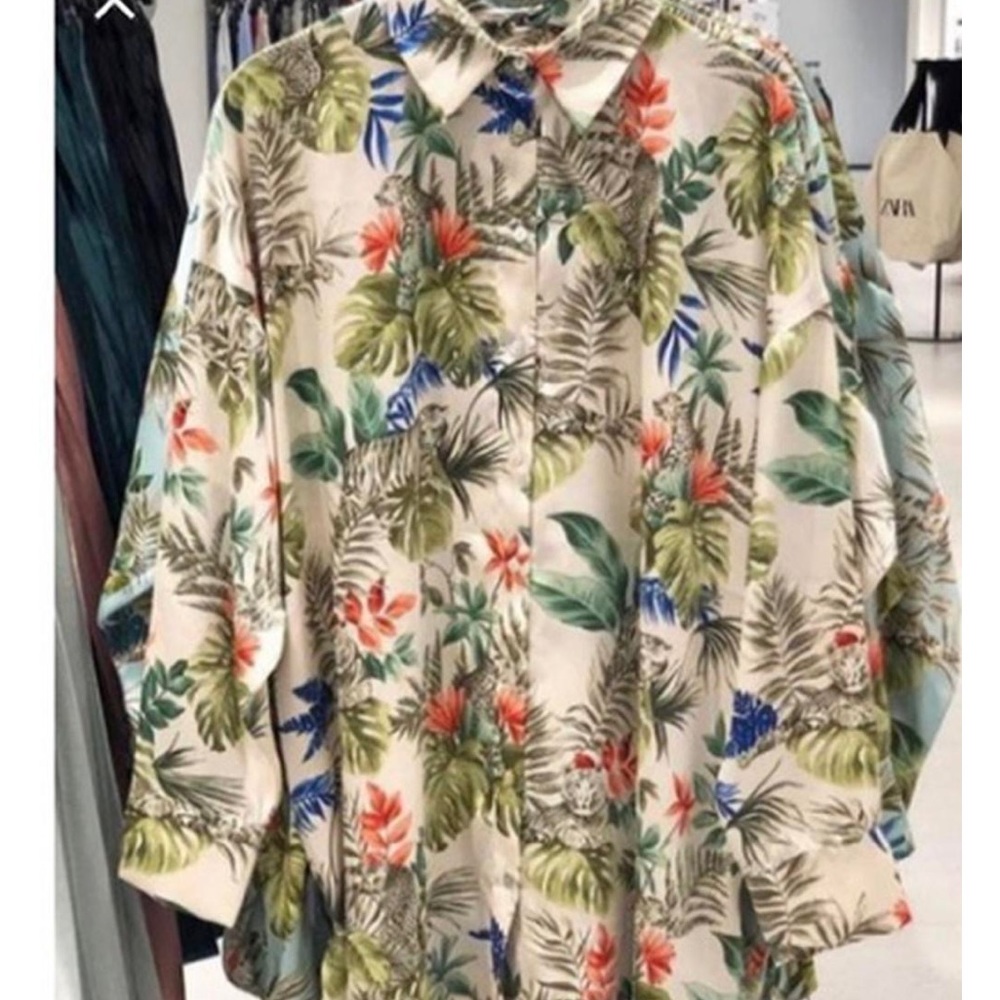 Zara tropical oversized shirt
